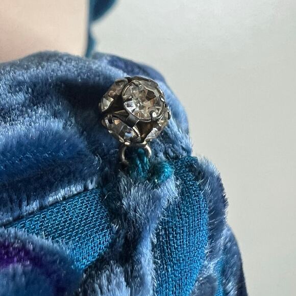 Y2K Victoria's Secret Very Sexy Babydoll Top Medium Women Silk Blue Velvet Fairy - Picture 6 of 9